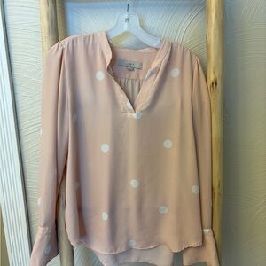 LOFT Blush Pink Polka Dot Blouse